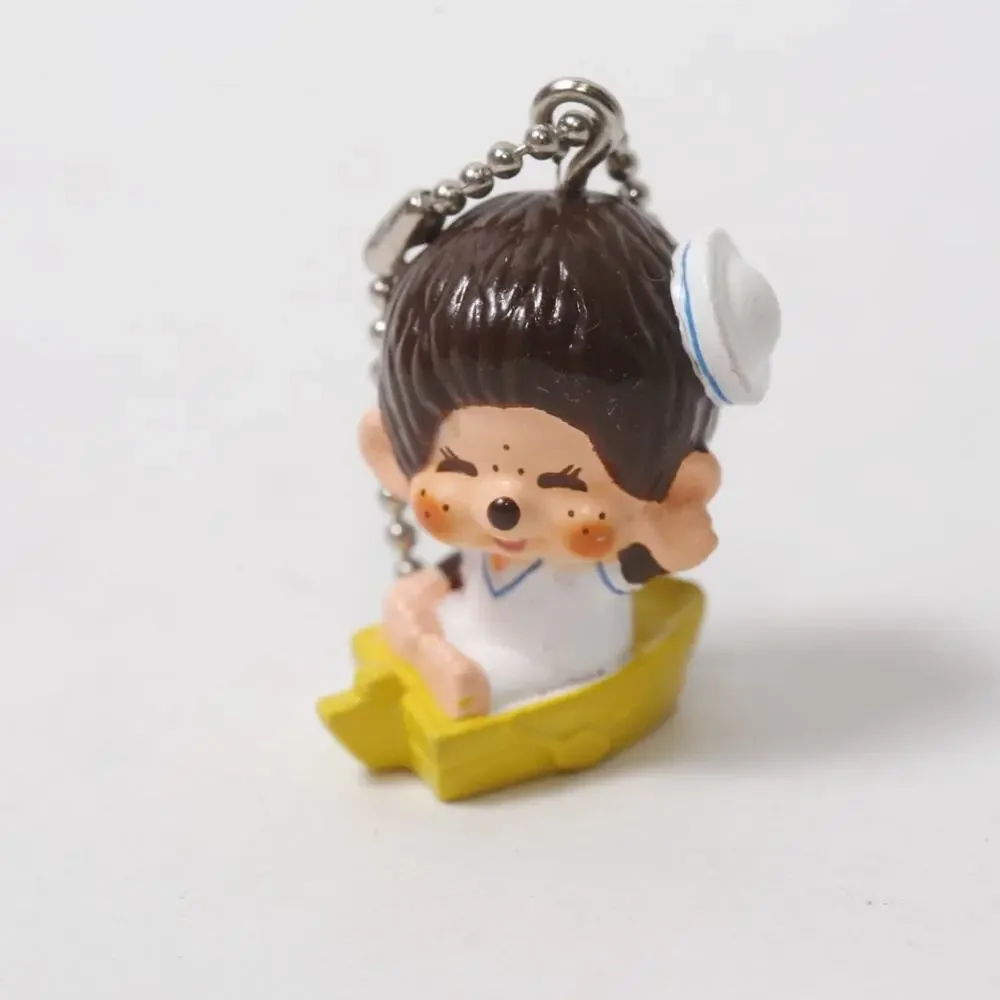 1979 Sekiguchi Monchhichi Row Boat Sailor Keychain Mini Charm ~ 260826-WH 1252
